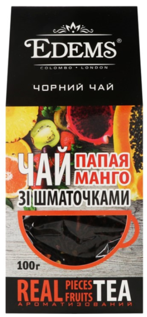 Чай чорний Edems зі шматочками Папая Манго, 100 г